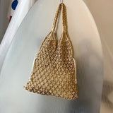 Hollow Out Shoulder Bags Cotton Rope Fishing Net Bag Women's Knitting Handbag
