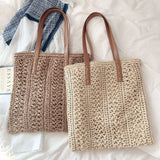 Women's Hollow Out Straw Shoulder Bag Large Capacity Rattan Totes Bag