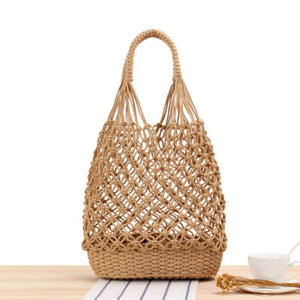 Hollow Shoulder Woven Bag Mesh Straw Bag Sweet Lady Portable