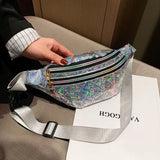 Holographic Waist Bag Laser PU Beach Travel Purse Belt