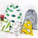 Cotton Drawstring Pouch Cosmetics Travel Storage Bag