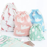 Cotton Drawstring Pouch Cosmetics Travel Storage Bag