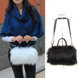 Women's Lady PU Leather & Faux Fur Handbag Shoulder Bag