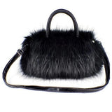 Women's Lady PU Leather & Faux Fur Handbag Shoulder Bag
