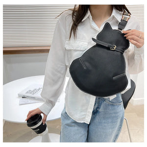 Red High Chest Bag Personality Cat Shoulder Women's Bag