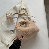 One Shoulder Plush Fabric French Stick Bag Girl