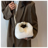 One Shoulder Plush Fabric French Stick Bag Girl