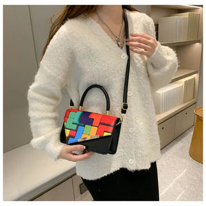 Hot Vintage Splice Casual Small Square Bag Women