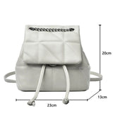 Plaid Chain Ladies Backpack PU Leather Handbag
