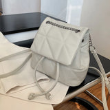 Plaid Chain Ladies Backpack PU Leather Handbag