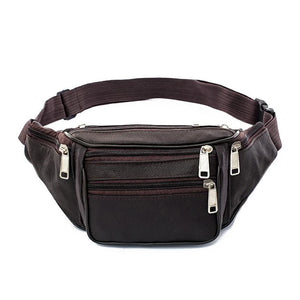 Men Leather Casual Fanny Pack Waist Belt Bag Purse Hip Pouch