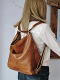 Vintage PU Leather Large Women Shoulder Bag Retro Ladies Crossbody Bag