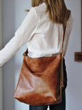 Vintage PU Leather Large Women Shoulder Bag Retro Ladies Crossbody Bag
