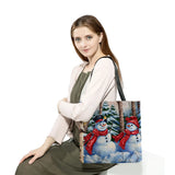 Christmas Gift Tote Bag Snowman Print Women Shoulder Bag