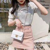 Women's Small Shoulder Bag Lattice Handbag Chain Messenger Crossbody Purse