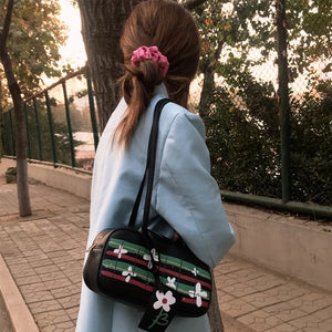 Ins Retro Bag Flower Graffiti Tote All-match Armpit Purses