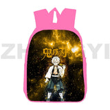 Japan 3D Pink Demon Slayer Backpack 12/16 Inch Kimetsu No Yaiba Schoolbag