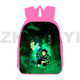 Japan 3D Pink Demon Slayer Backpack 12/16 Inch Kimetsu No Yaiba Schoolbag