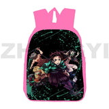 Japan 3D Pink Demon Slayer Backpack 12/16 Inch Kimetsu No Yaiba Schoolbag