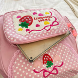 Japanese Cartoon Strawberry Embroidery Schoolbag Girls Lolita Backpack