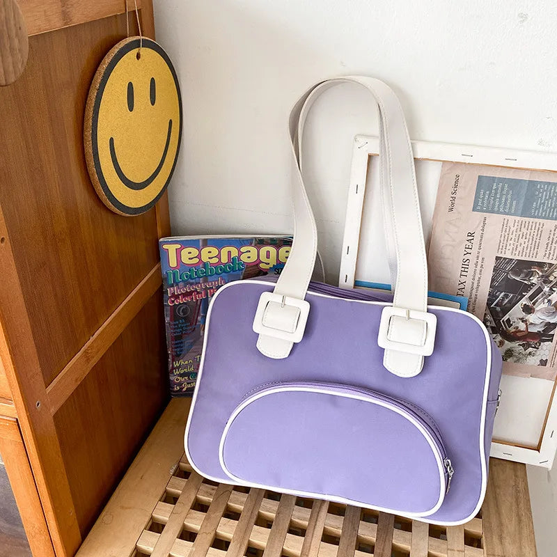Japanese Style Retro Contrast Girl Student Shoulder Bag