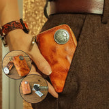 Leather Key Holder Men Women Mini Keychain Key Bag Small Compact House Key C
