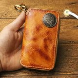 Leather Key Holder Men Women Mini Keychain Key Bag Small Compact House Key C