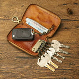 Leather Key Holder Men Women Mini Keychain Key Bag Small Compact House Key C