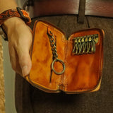 Leather Key Holder Men Women Mini Keychain Key Bag Small Compact House Key C