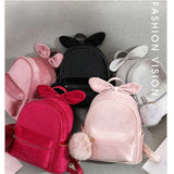 Kids Backpack Plush Bowknot Solid Schoolbag Girls Mini Cartoon Knapsack