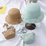 Kids Girl Bag Straw Beach Bucket Messenger Shoulder Bag Flower Princess B