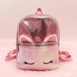 Girls Unicorn Fur Backpack Soft Plush Shoulder Bag