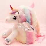 Girls Unicorn Fur Backpack Soft Plush Shoulder Bag