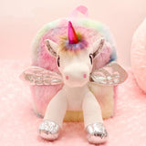 Girls Unicorn Fur Backpack Soft Plush Shoulder Bag