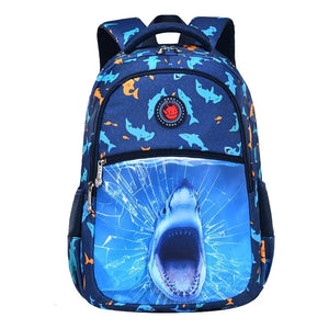 Kids Waterproof Shark Printing Backpacks School Book Bag