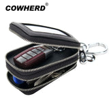 Sheep Leather Car Key Holder Men Organizer Double Zipper Key Case