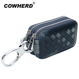 Sheep Leather Car Key Holder Men Organizer Double Zipper Key Case