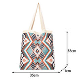 Geometric Patterns Shoulder Bag Large Capacity Handle Woven Pouch Tote