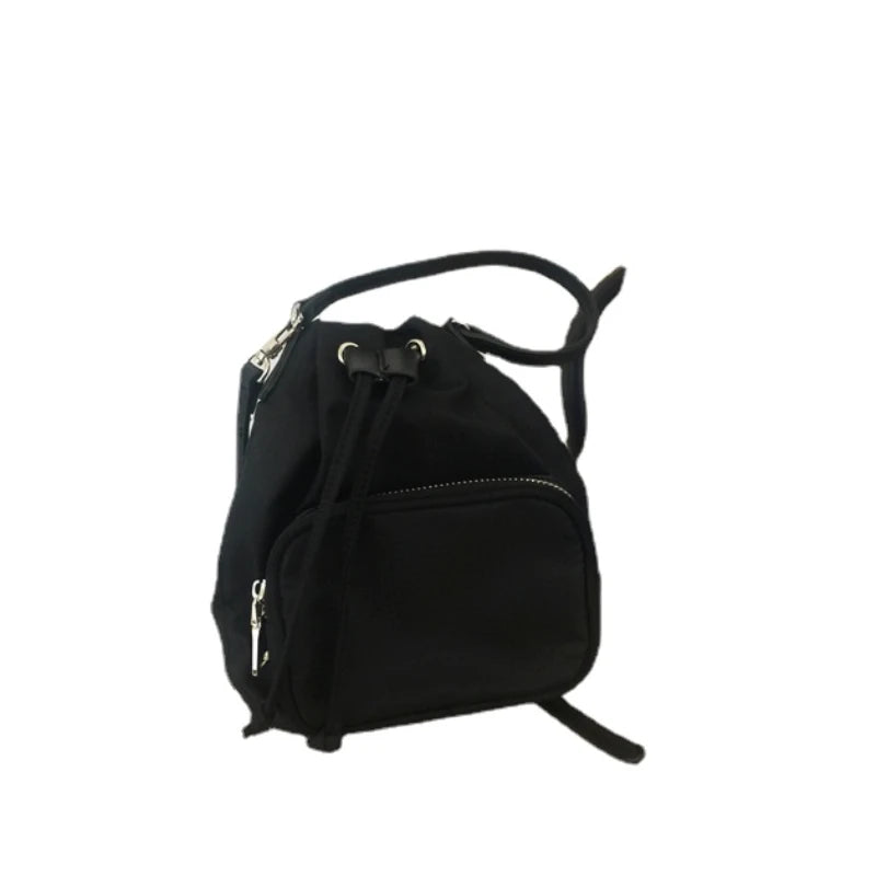 Retro Single Shoulder Canvas Bag Drawstring Closure Women's Bag