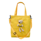 Bear Canvas Bag Large Capacity Women's Shoulder Bag Leisure Students' Make up Sc