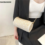 Cross Knitted Small Round Bag Female Lace Girl Shoulder Bag