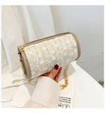 Cross Knitted Small Round Bag Female Lace Girl Shoulder Bag