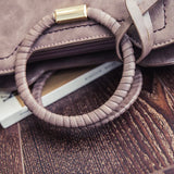 Woven Circular Handle Women's Shoulder Bag