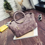 Woven Circular Handle Women's Shoulder Bag