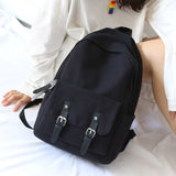 Japan Style Canvas Backpack for Girls, Middle School Student Book Bag