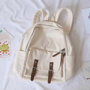 Japan Style Canvas Backpack for Girls, Middle School Student Book Bag