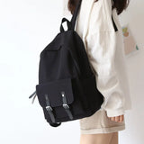 Japan Style Canvas Backpack for Girls, Middle School Student Book Bag