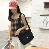Ladies Girls Canvas Bag Solid Casual Shoulder Crossbody Student Messenger Bag