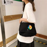 Ladies Girls Canvas Bag Solid Casual Shoulder Crossbody Student Messenger Bag