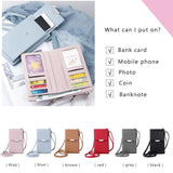 Cell Phone Pocket PU Large Capacity Wallet Crossbody Bag For Women